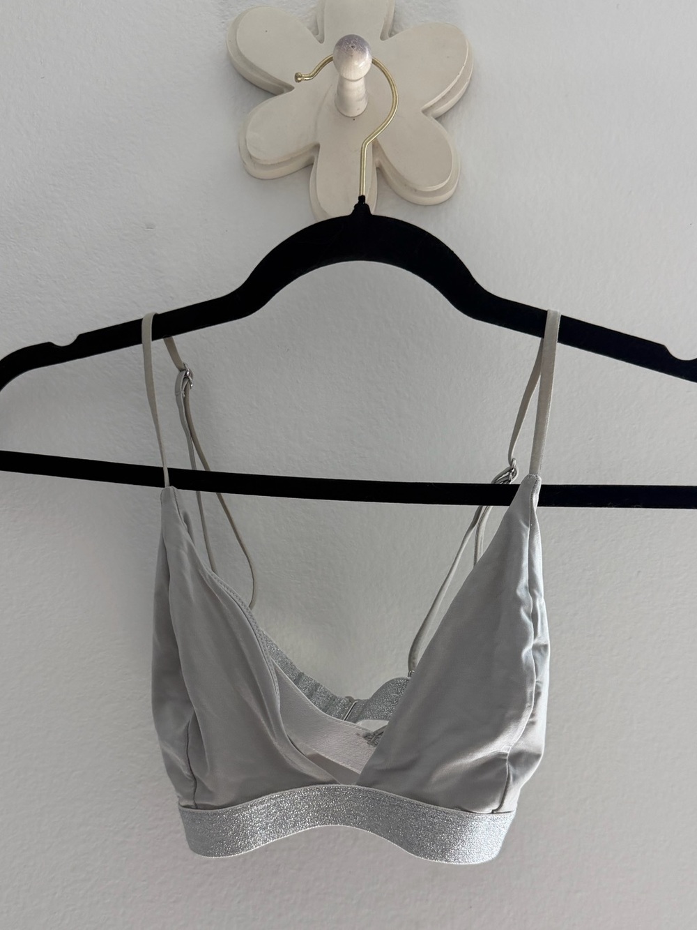 H&M Silver Glitter Elastic Bralette - Light Silver